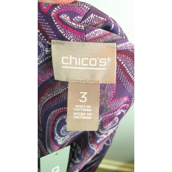 Chico's Women's 3 16/18 Purple V-neck Lotus Petal Scroll Affair Item # 570379280 - Picture 6 of 8